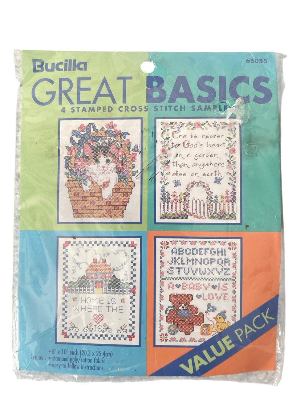 Bucilla Great Basics Value Pack 4 8x10 Stamped Cross Stitch Designs